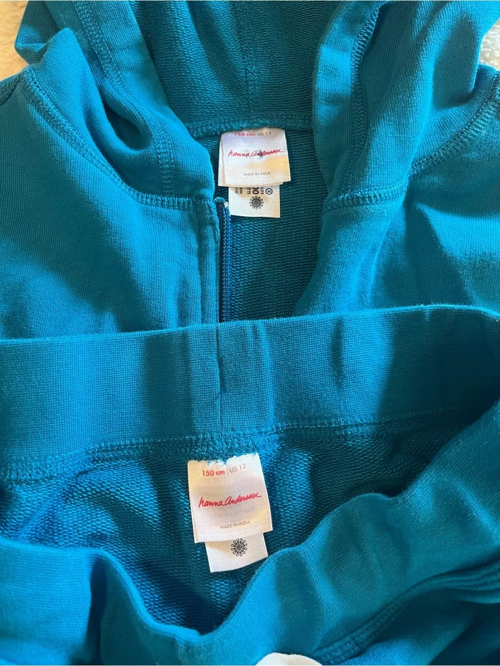 Hanna Andersson Blue Zip-up Hoodie & Joggers Set Kids Girls Boys Size 12